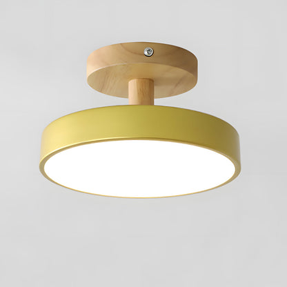 Skandinavische Deckenlampe mit Holzsockel – Dezentes Pastell-Design