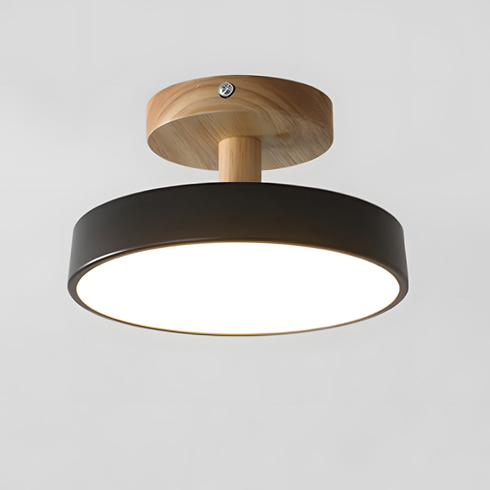 Skandinavische Deckenlampe mit Holzsockel – Dezentes Pastell-Design