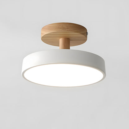 Skandinavische Deckenlampe mit Holzsockel – Dezentes Pastell-Design