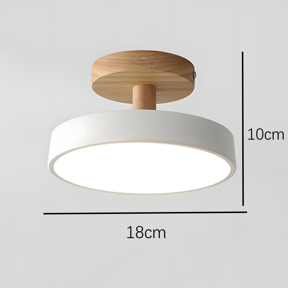 Skandinavische Deckenlampe mit Holzsockel – Dezentes Pastell-Design