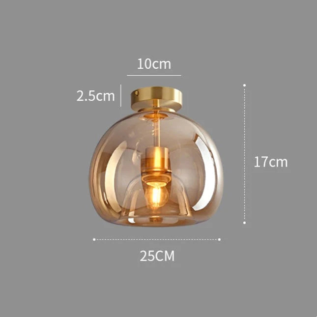 Stilvolle Retro-Deckenlampe aus Kupfer und Glas
