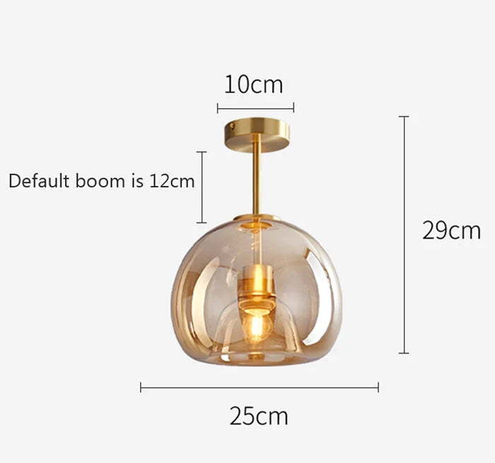 Stilvolle Retro-Deckenlampe aus Kupfer und Glas