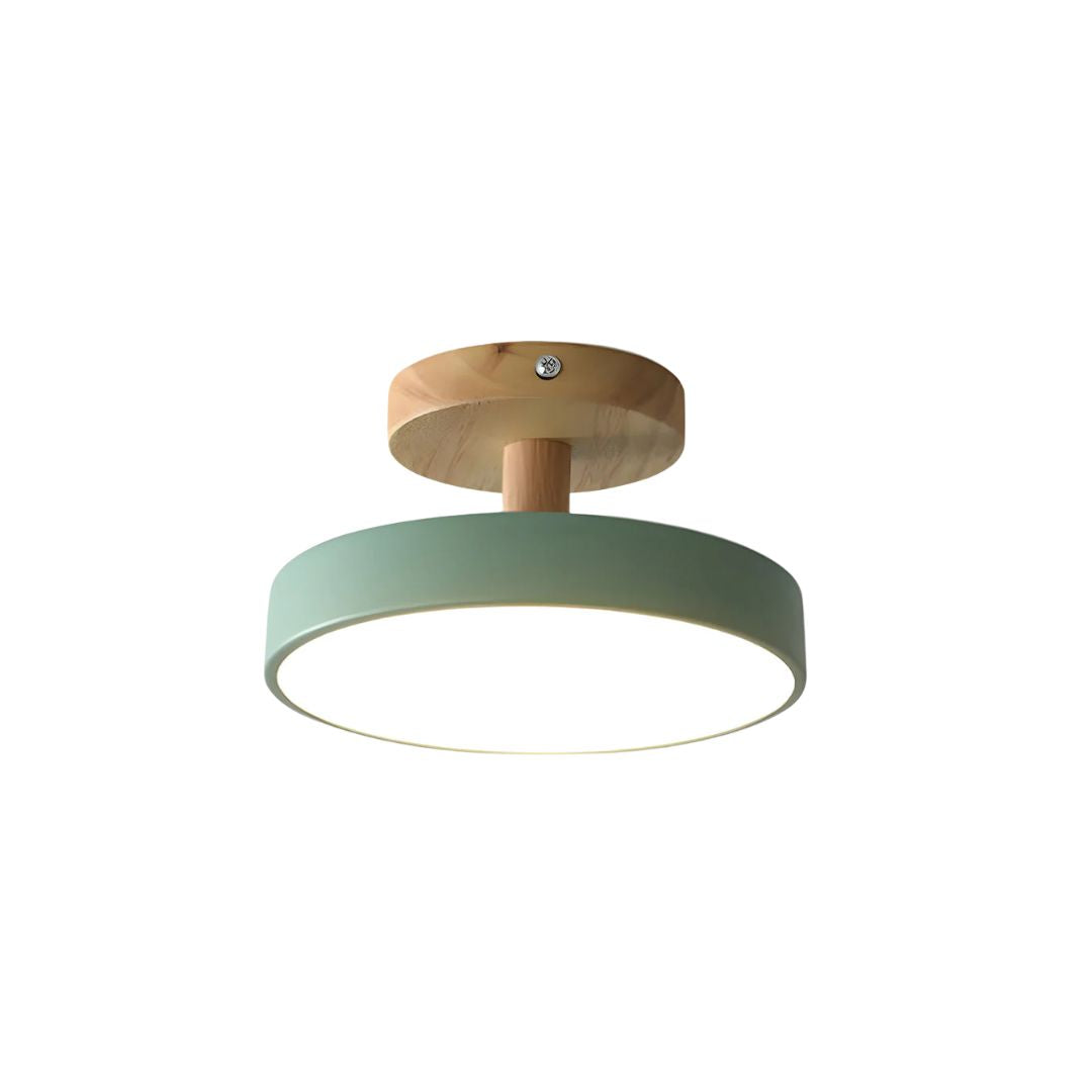 Skandinavische Deckenlampe mit Holzsockel – Dezentes Pastell-Design