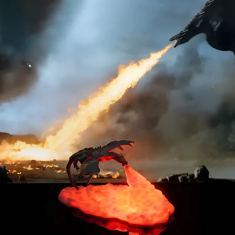 Drachenlicht – Aufladbare 3D-Drachenlampe mit Feuerschein-Effekt