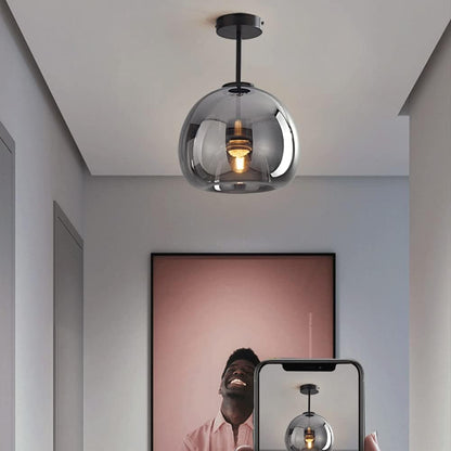 Stilvolle Retro-Deckenlampe aus Kupfer und Glas
