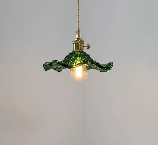 Elegante Glas-Hängelampe in Hibiskusblüten-Form mit stilvollem Design