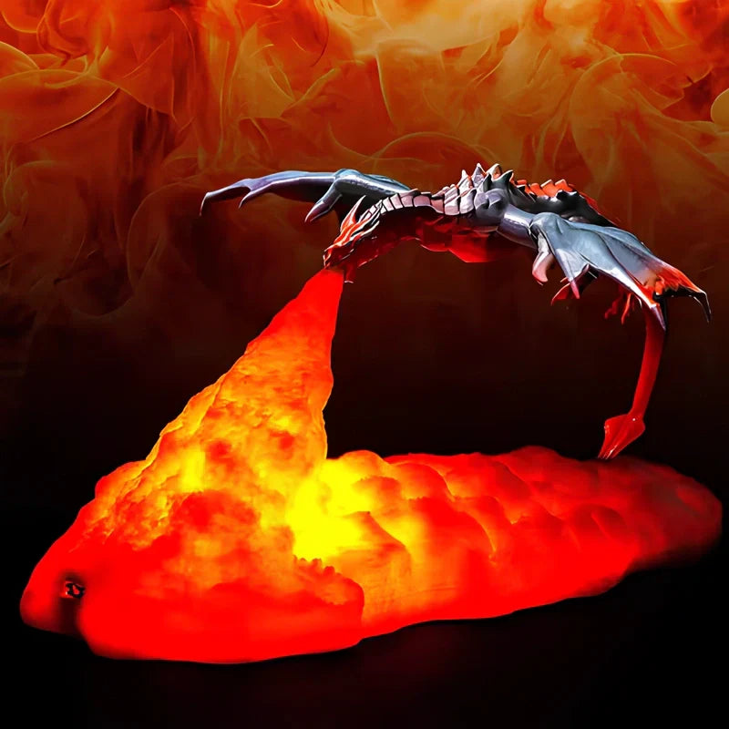 Drachenlicht – Aufladbare 3D-Drachenlampe mit Feuerschein-Effekt