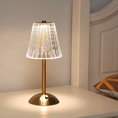 Goldene kabellose Kristall-Tischlampe mit Touch-Dimmer – luxuriöses Accessoire für Ihr Zuhause