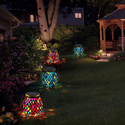 Handgefertigte bunte Solarleuchte für den Garten – Glasmosaik mit magischem Lichtspiel