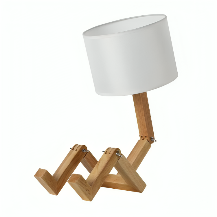Elegante skandinavische Tischlampe mit Bücherregal