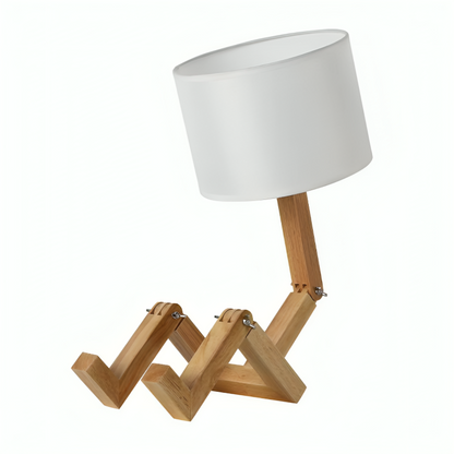 Elegante skandinavische Tischlampe mit Bücherregal