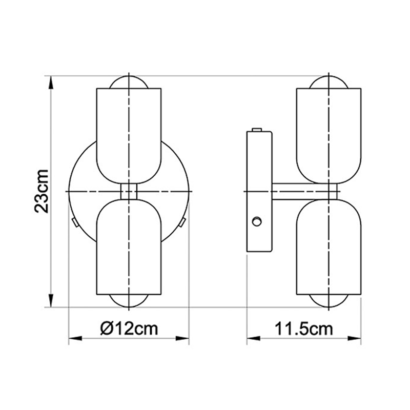 Döle – Moderne Wandlampe mit doppeltem Glasschirm (E14, für Innenräume)