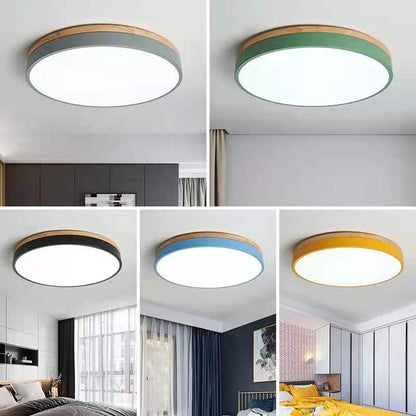 Tröde – Runde Holz-Deckenleuchte LED im skandinavischen Stil – Eleganter Minimalismus und warmes Licht