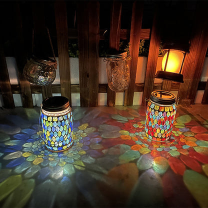 Handgefertigte bunte Solarleuchte für den Garten – Glasmosaik mit magischem Lichtspiel
