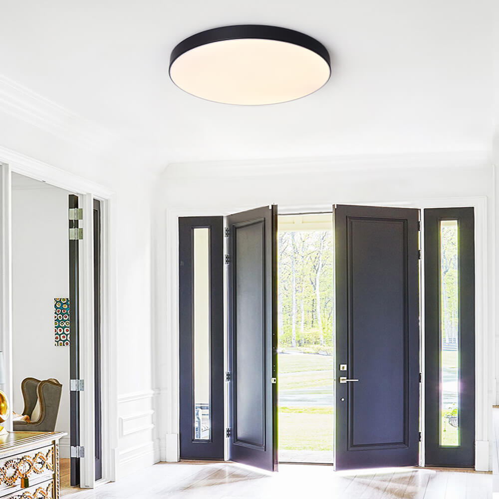 Erda – Moderne LED-Deckenleuchte mit Acrylschirm (Schwarz, 40/50 cm)